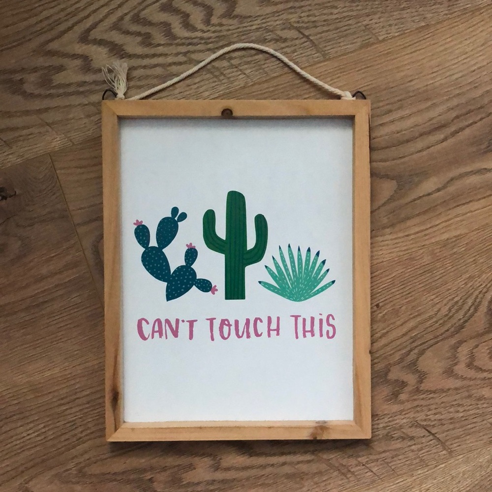Cactus wooden hanging art